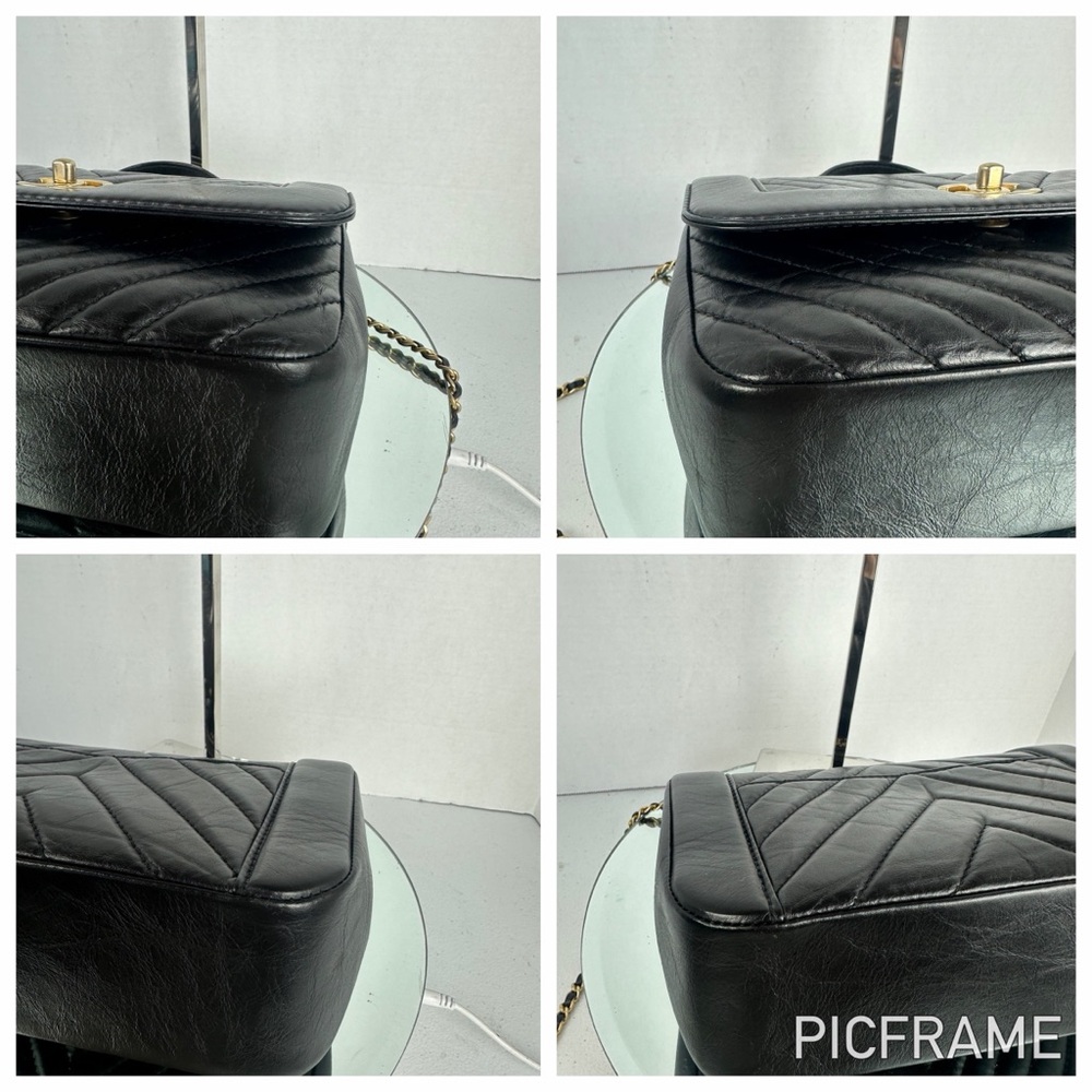 Chanel Trendy CC Top Handle Flap Bag Black Chevron Leather GHW - Picture 9 of 17